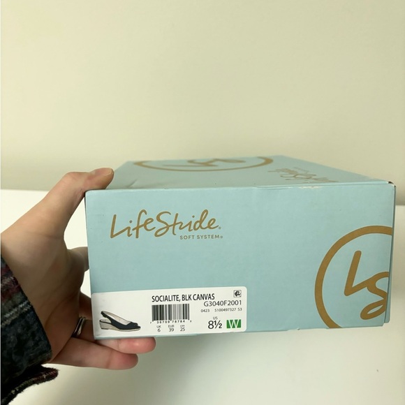 Life Stride Black Wedge Sandals - Picture 2 of 4